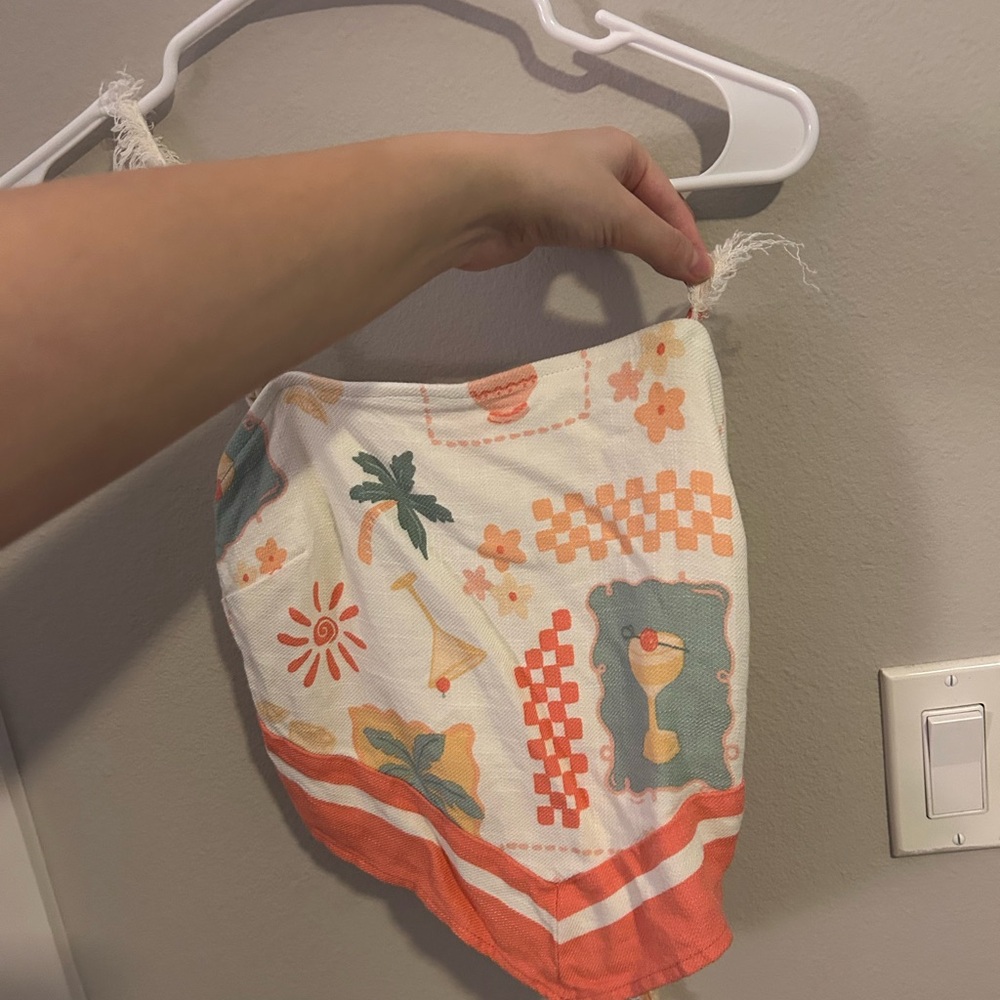 Sienna Sky Orange and Cream Patterned Crop Tank - BROKEN STRAP
